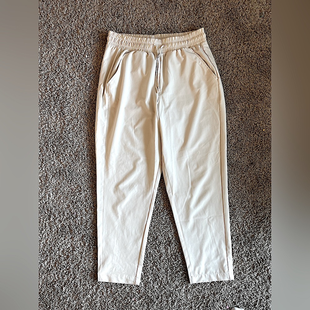 New! All In Motion Women's Stretch Woven Taper Pants - Creamy Light Beige - M